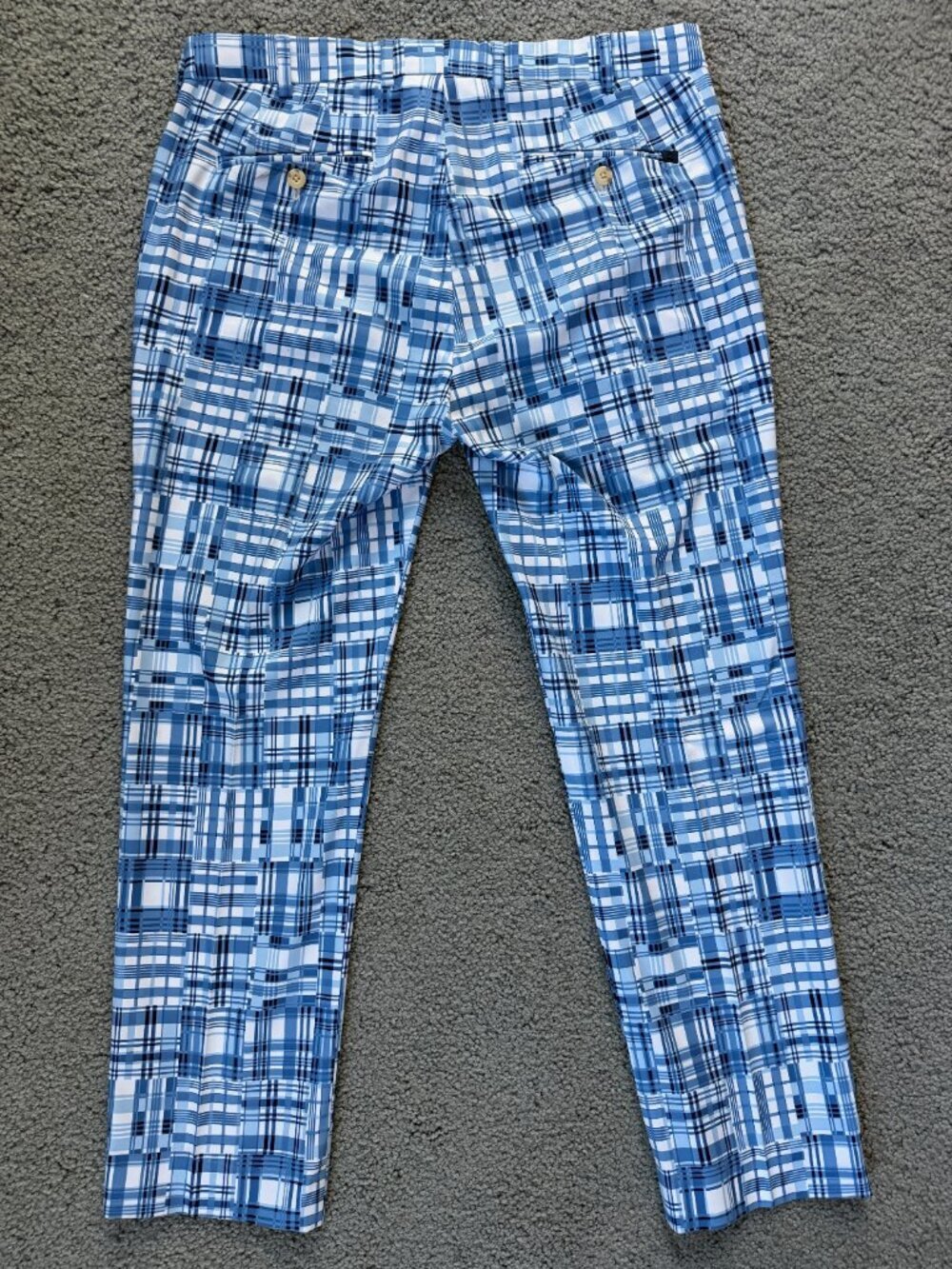 Peter Millar Crown Crafted "Stealth Madras" Golf Pants Blue Patchwork Sz. 33/32 - Picture 8 of 10